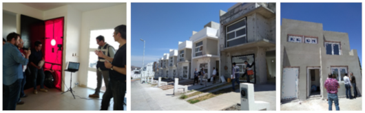  Pictures from left to right: Blower Door Test, houses from HERSO in Morelia, and houses from DEREX in Nogales.